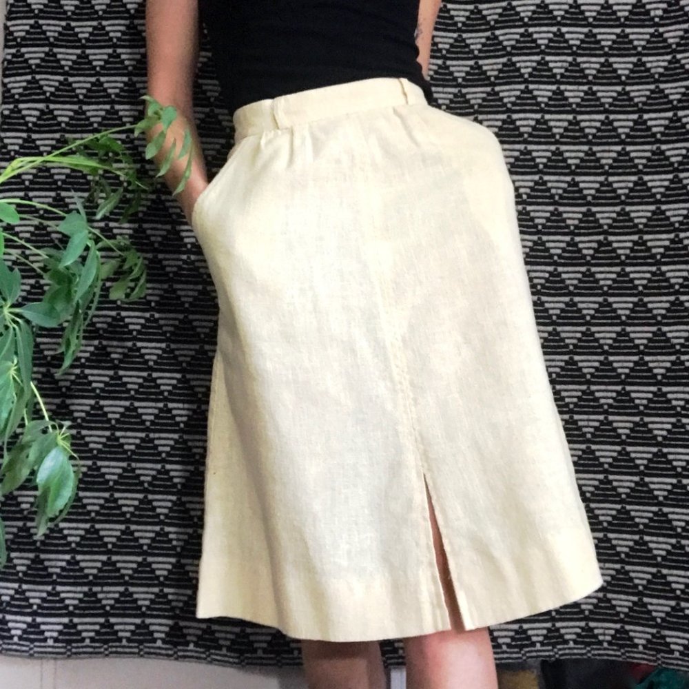 vtg Linen A-line skirt
